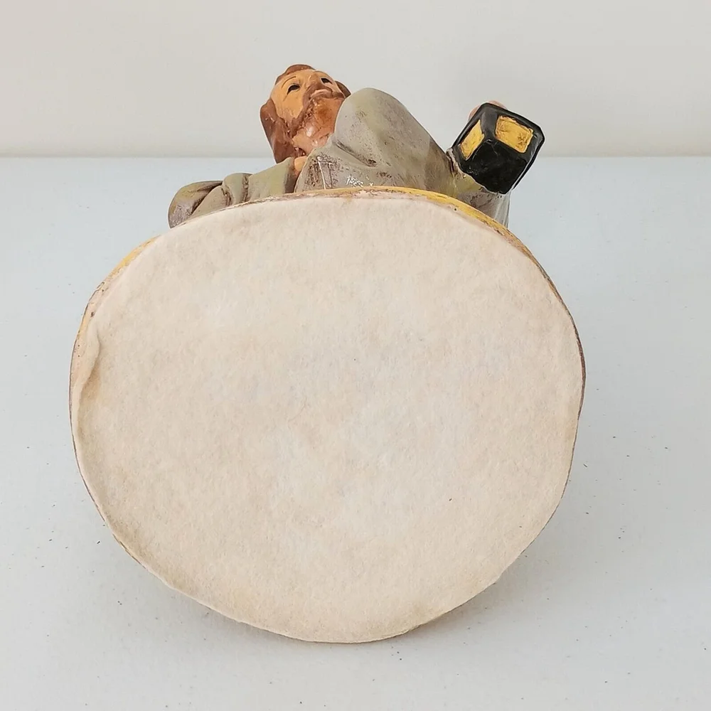 Vintage Hand Painted Chalkware Kneeling Joseph Figure Nativity Replacement 10.5